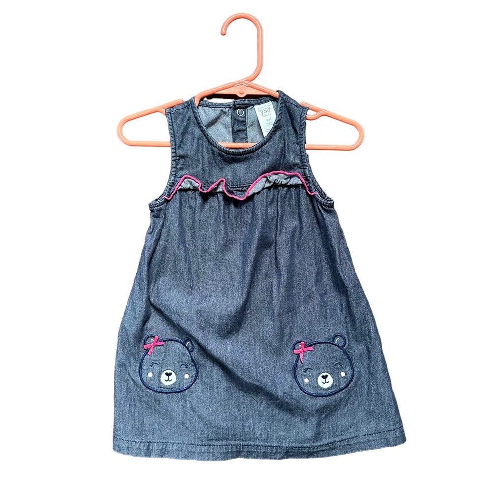 Caters Just one you dress 18 months Girls bear design denim blue sleeveless